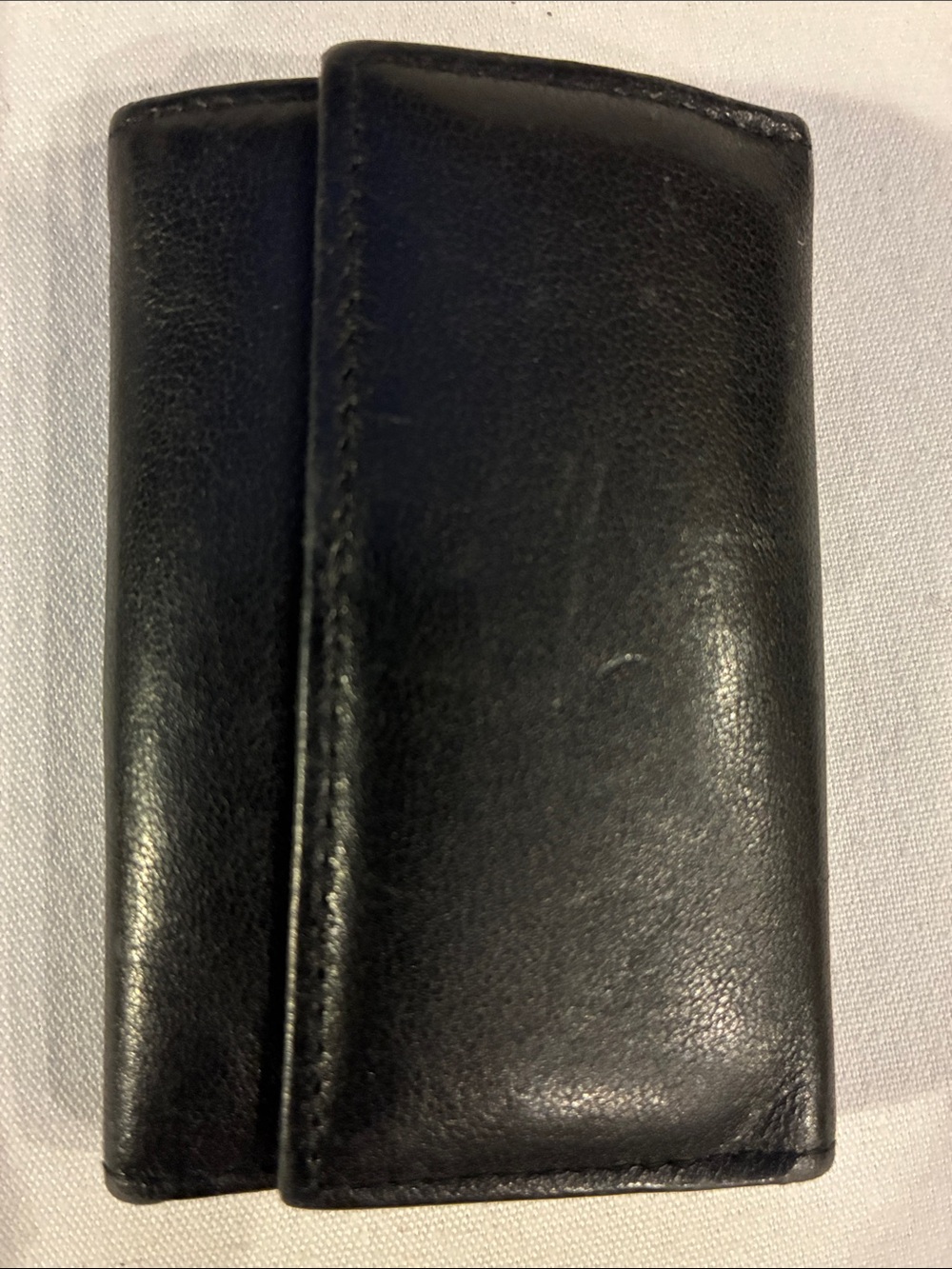 Buxton tri-fold key holder wallet Genuine Leather Metal Key Hangers Snaps VTG